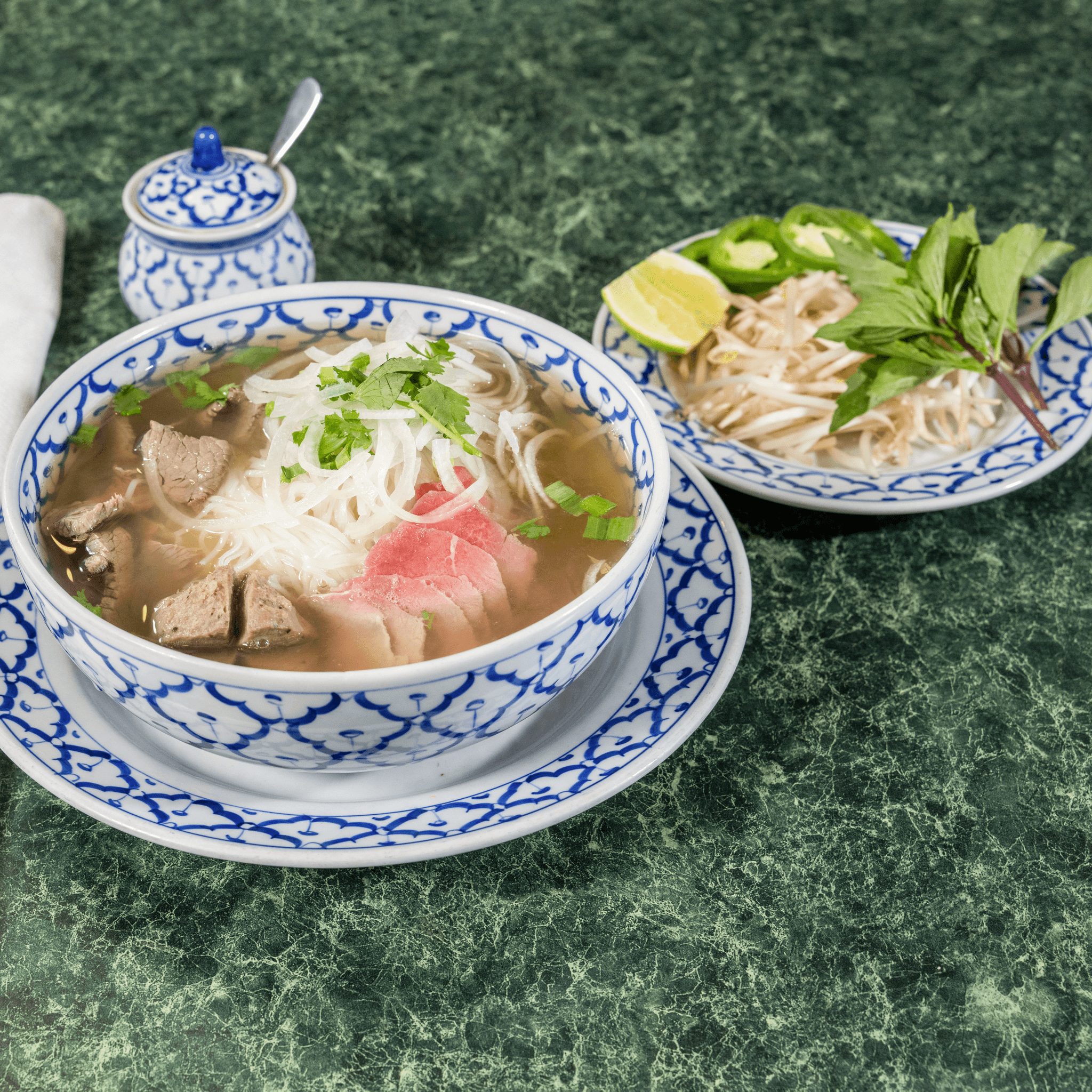 5. Sliced Eye of Round Steak and Well Done Flank Noodle Soup.