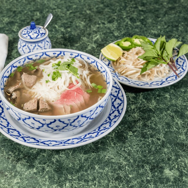 4. Sliced Eye of Round Steak and Meatballs Noodle Soup.